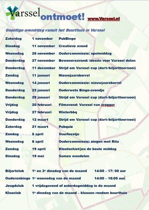 Jaaroverzicht Varssel Ontmoet !